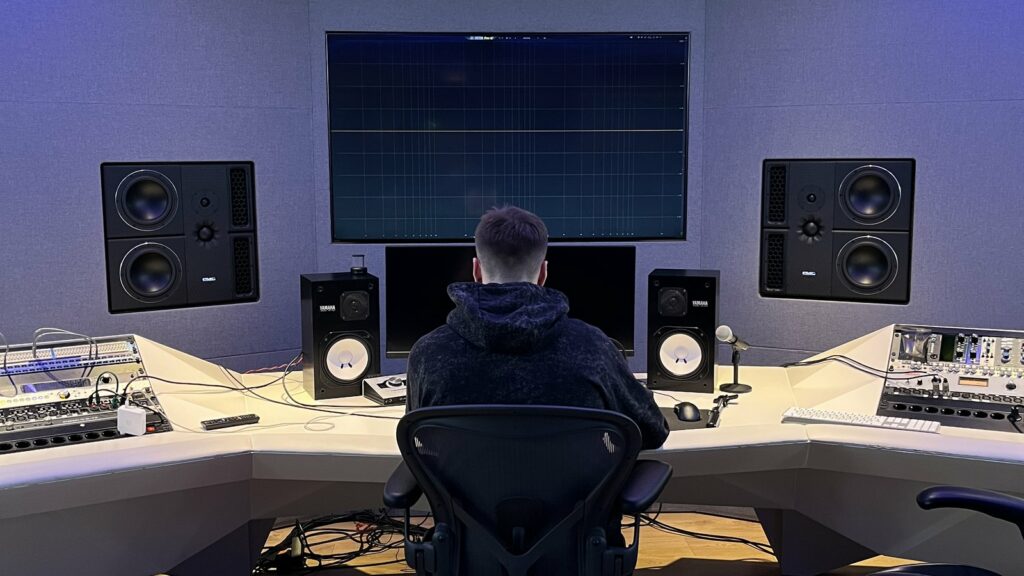 A mixing session in progress in the control room